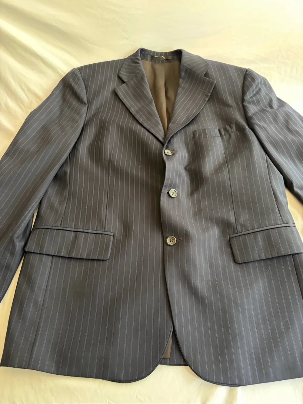 Harold Powell Men's Navy Pinstripe Sport Coat Blazer 100% Wool Size 42R